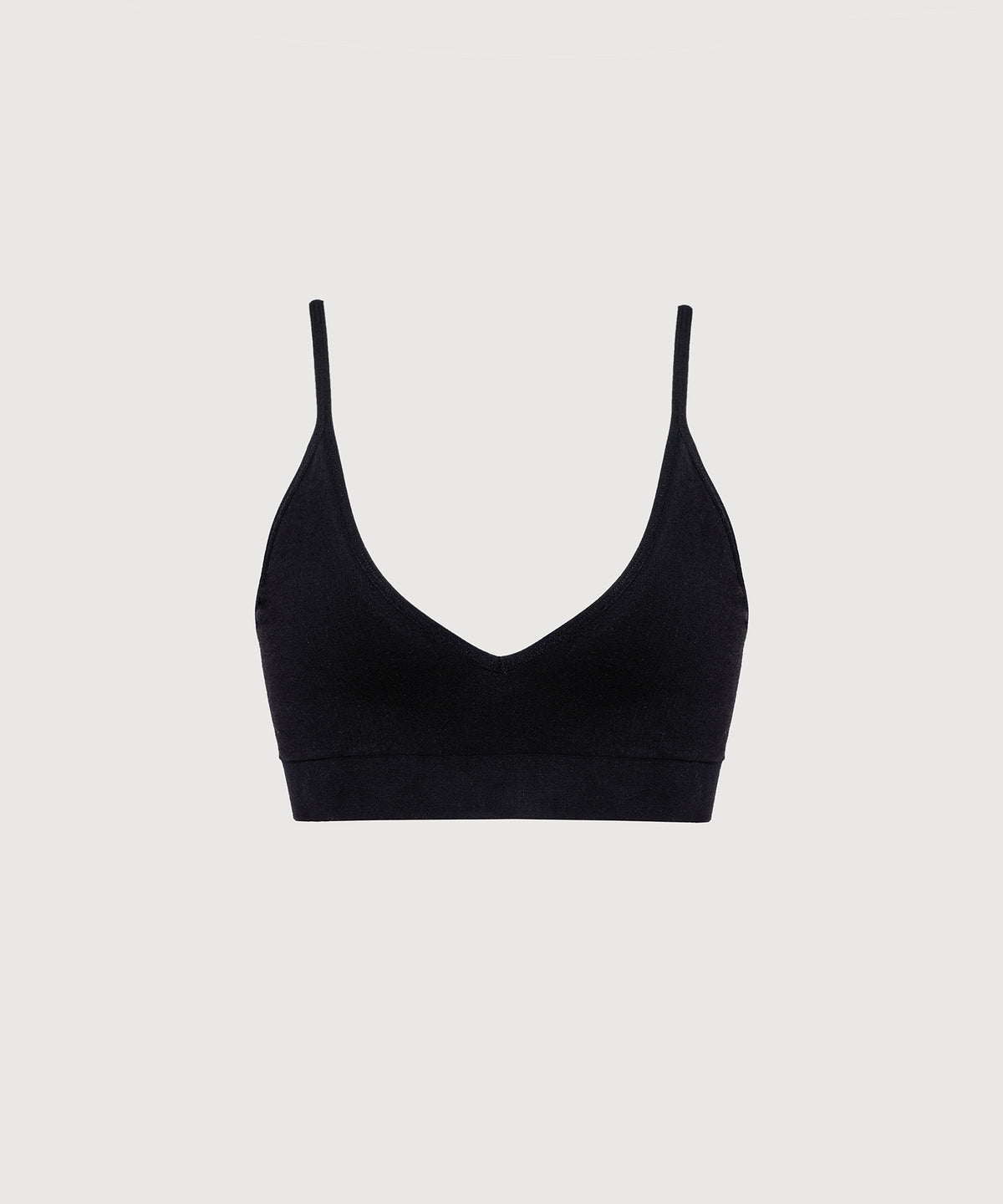 Seamless Cotton Triangle Bra - Black