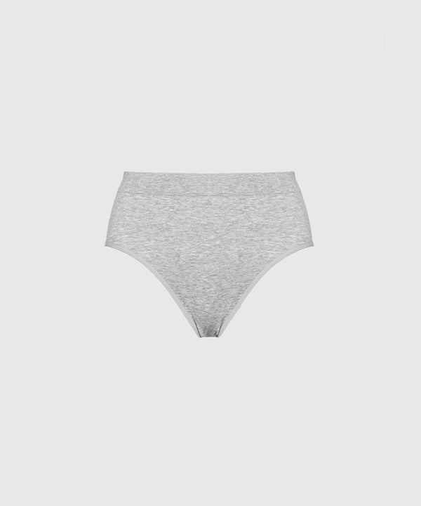 Seamless Cotton High Waist Brief - Heather Grey