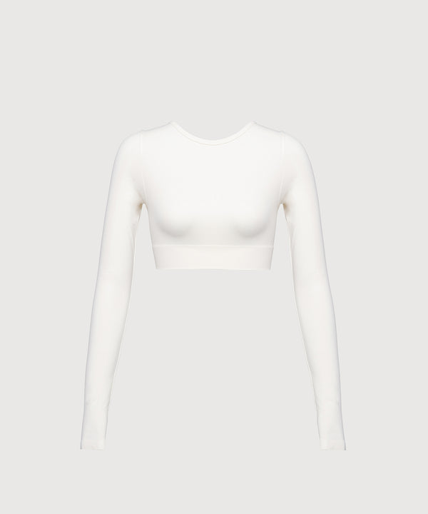3/4 Sleeve Movement Crop Top - Pearl