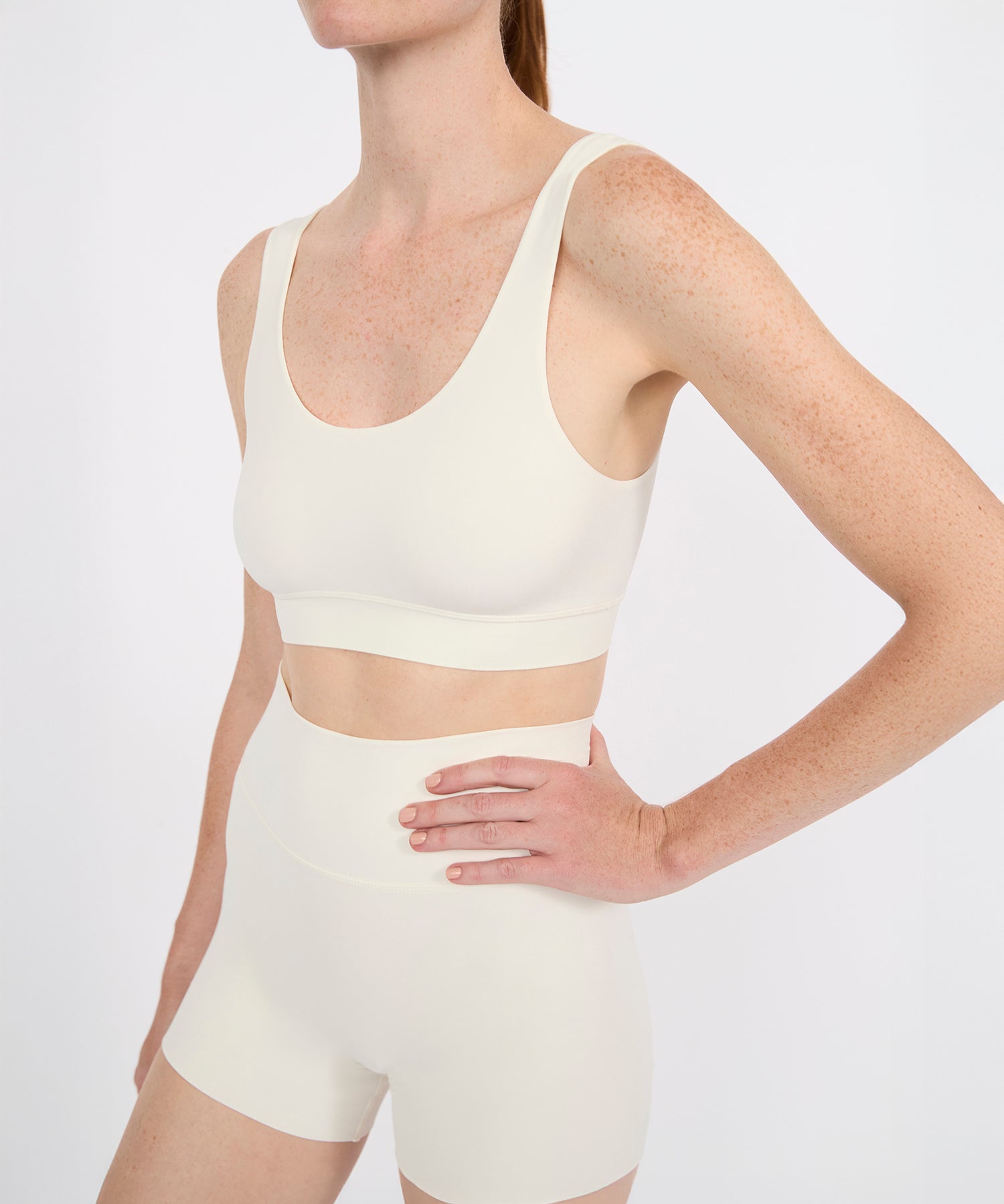 Double Scoop Bra Top - Pearl