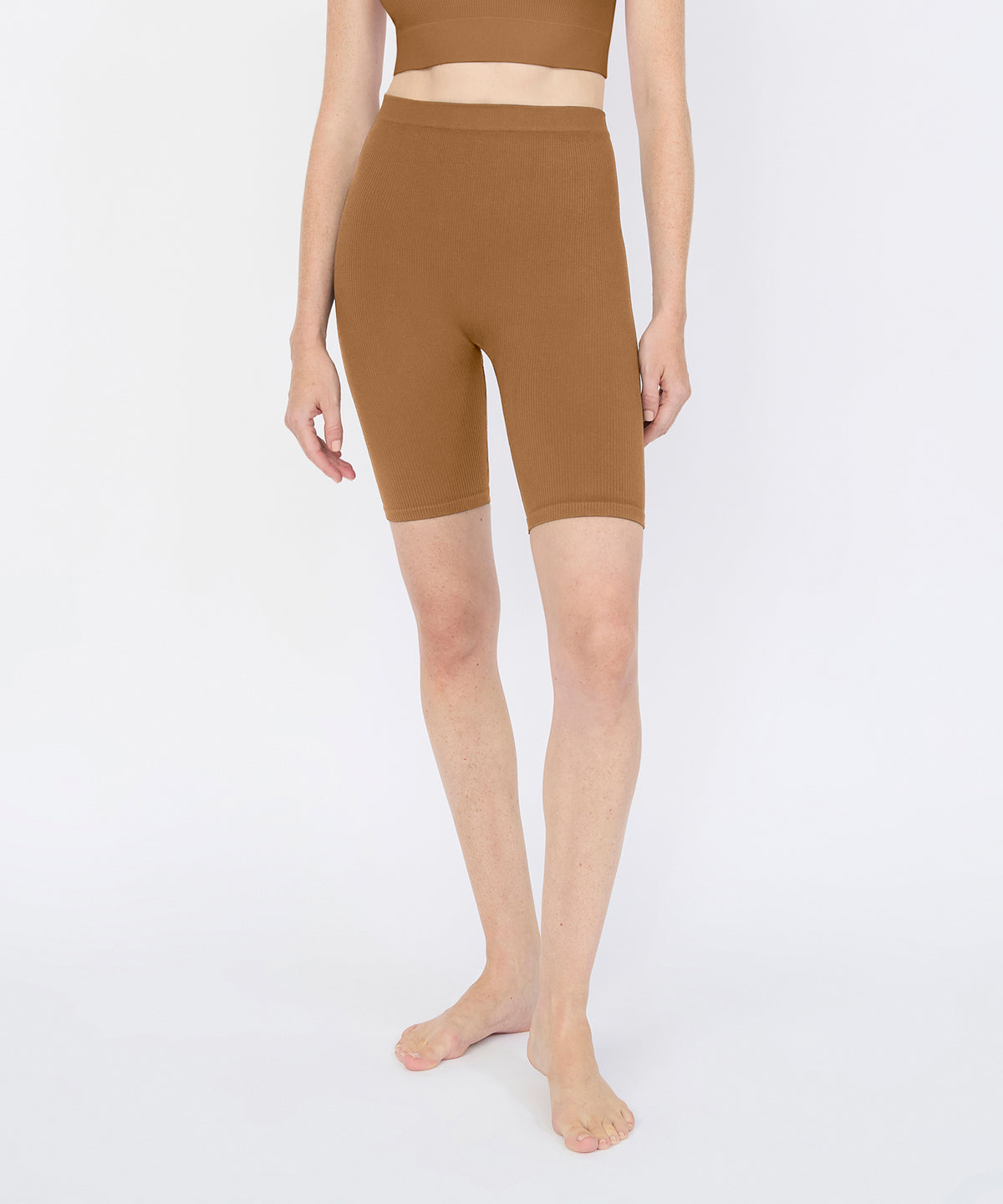 Joanne Rib Short Legging 6" - Terracotta