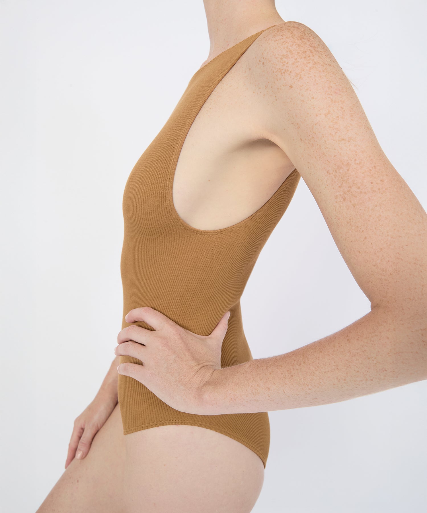 Audrey High Neck Bodysuit - Terracotta