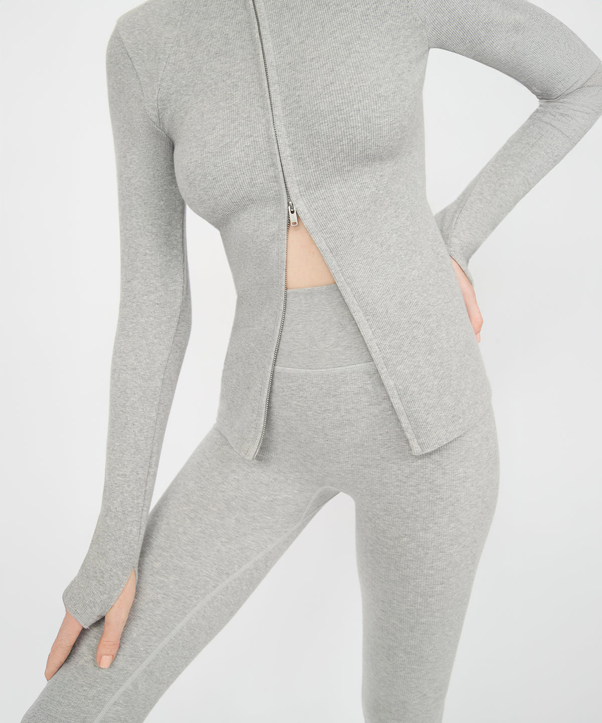 Juliette Seam Full Zip Jacket - Grey Mélange