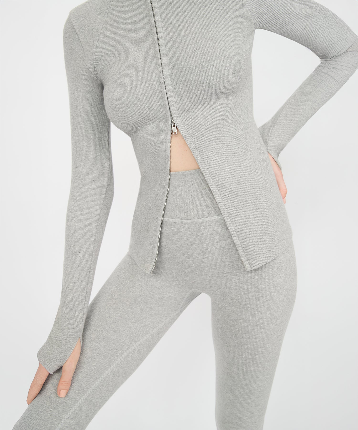 Juliette Seam Full Zip Jacket - Grey Mélange