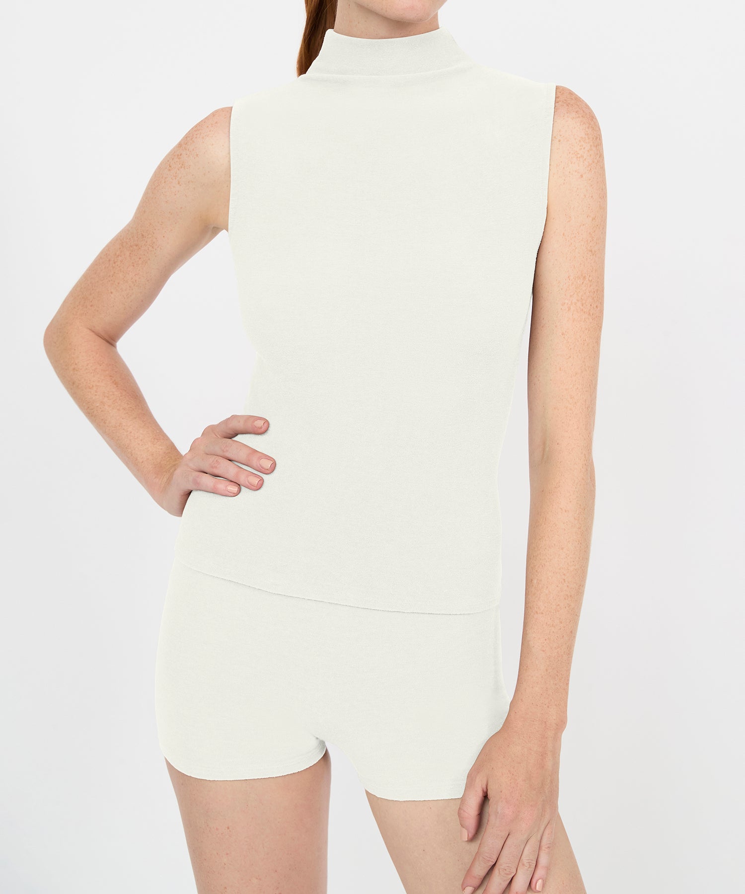 Gloria High Neck Tank - Pearl